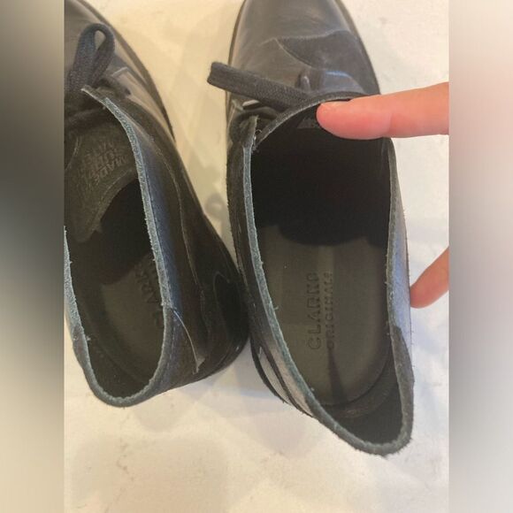 Clarks Leather Lace Up Desert Patch Men’s Black Boots Crepe Soft Sole - Picture 3 of 8